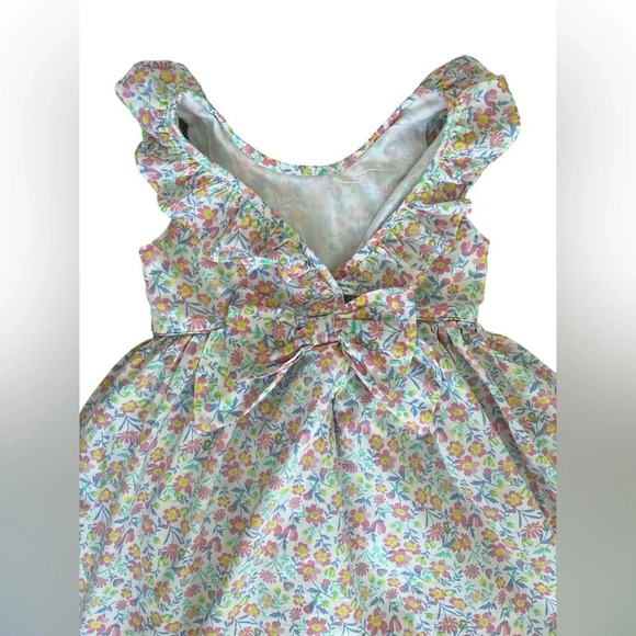 Tommy Bahama 4T Girls Floral Lined Ruffled Sleeveless With Bow Dress - Picture 5 of 6